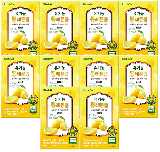 리즐온 유기농 통레몬즙 20g 14포, 140개, 20ml