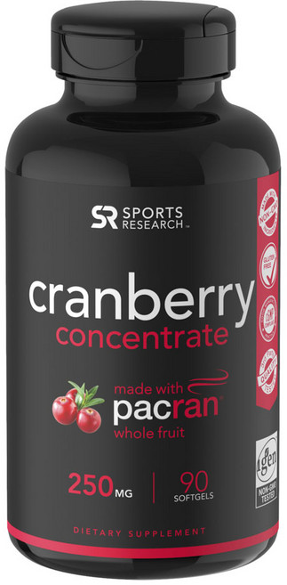 SPORTS RESEARCH 蔓越莓濃縮軟膠囊 250mg, 90顆, 1罐