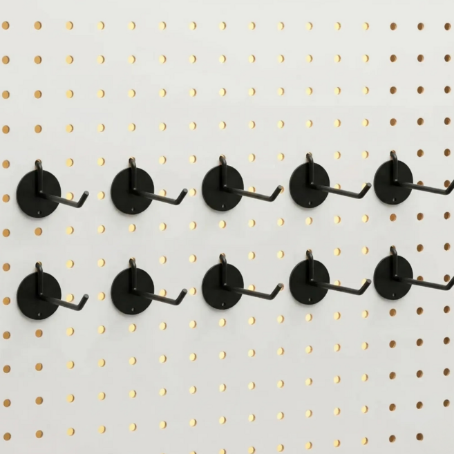 InLoop 튼튼한 타공판 걸이 후크 10cm, 블랙, 10개