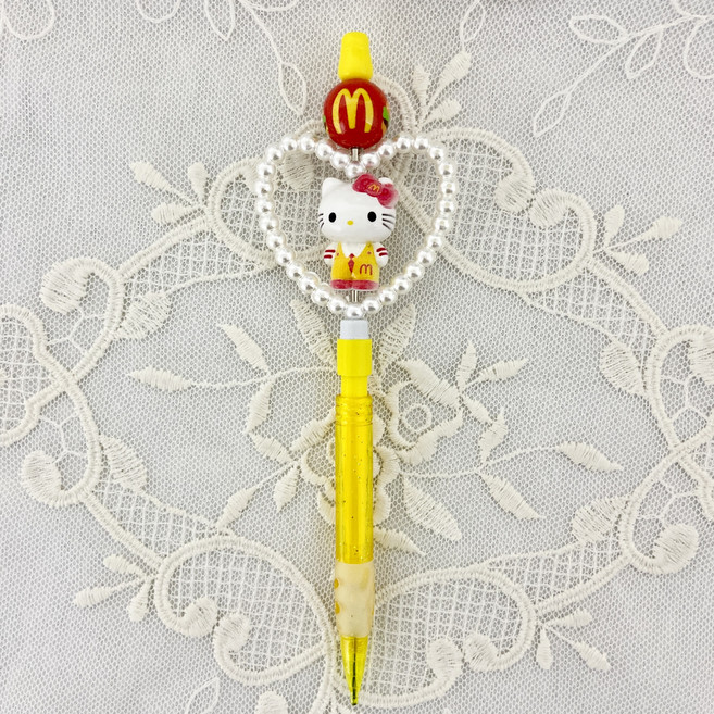 [볼펜심무료증정] 끼링까링 캐릭터 볼펜꾸미기 샤프꾸미기 완성품, 1개, 17.[샤프]옐로우(햄버거냥)
