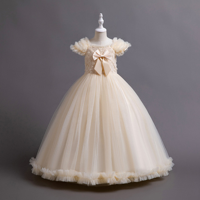 爆款兒童禮服公主蓬蓬裙蝴蝶結女童長裙婚紗晚禮服