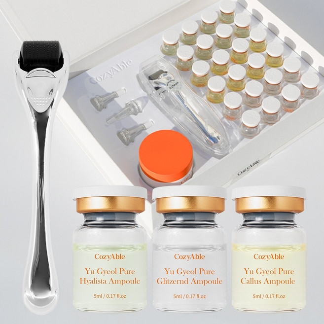 코지에이블 PDRN 히알 앰플+수분크림+더마롤러 홈케어 세트, 1세트