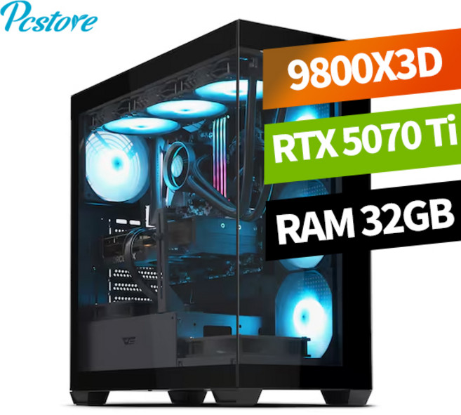 피씨스토어 AMD 베스트 게이밍PC 라이젠5 9800X3D RTX5070 Ti (32GB M.2 500GB), 1TB(변경), 32GB