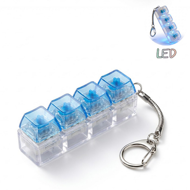 치프몰 기계식 키보드 투명 키캡 LED 열쇠고리 4캡, 1개, 파란색