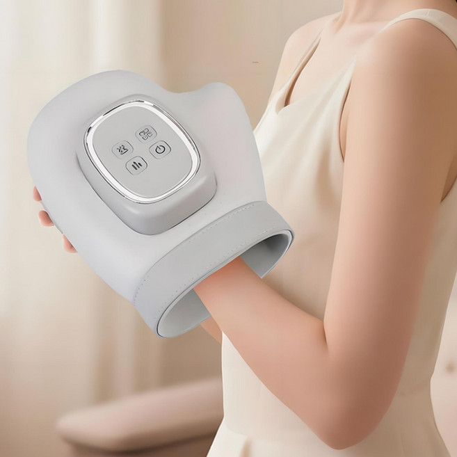 PYHO 프리미엄 스마트 온열 손마사지기 손가락 관절 마사지 + 공기압 열찜질 (무선 휴대용), 화이트, FC-006