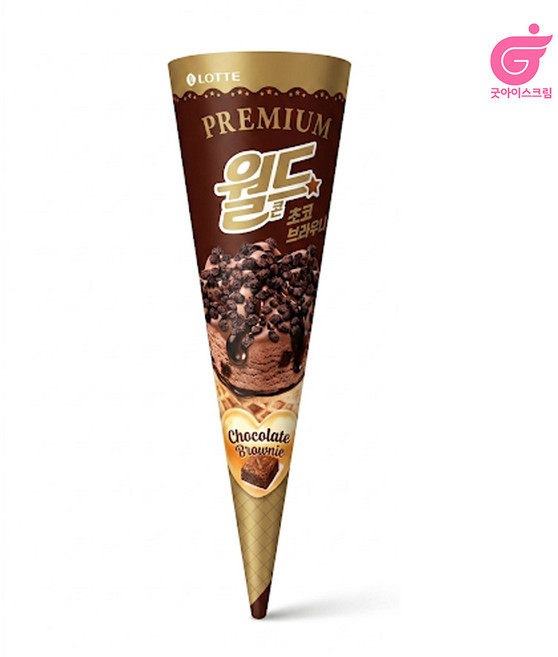 롯데 북중미이벤트 프리미엄 월드콘 초코브라우니 아이스크림, 24개, 160ml