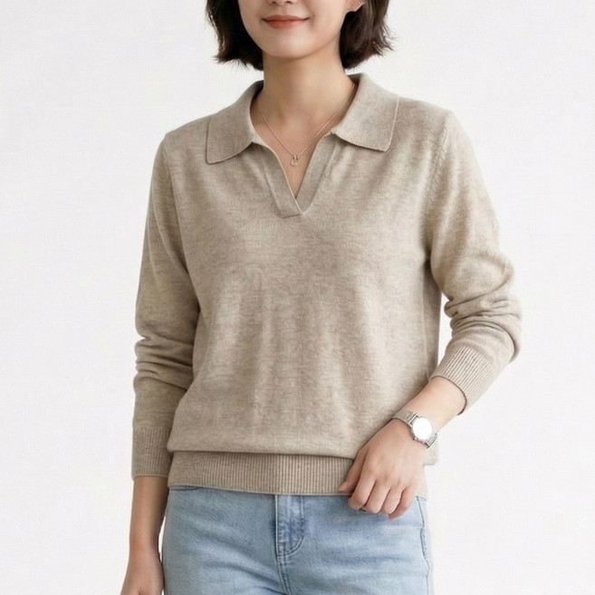 니드오브 여성 소프트 브이넥 카라 니트 티셔츠