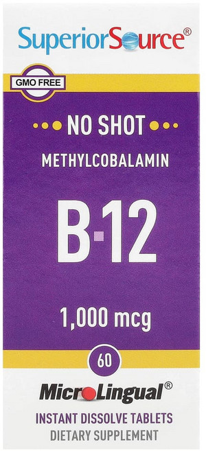 슈페리어소스 메틸코발라민 B-12 1000mcg MicroLingual 빠른 용해 정제 60정, 1개