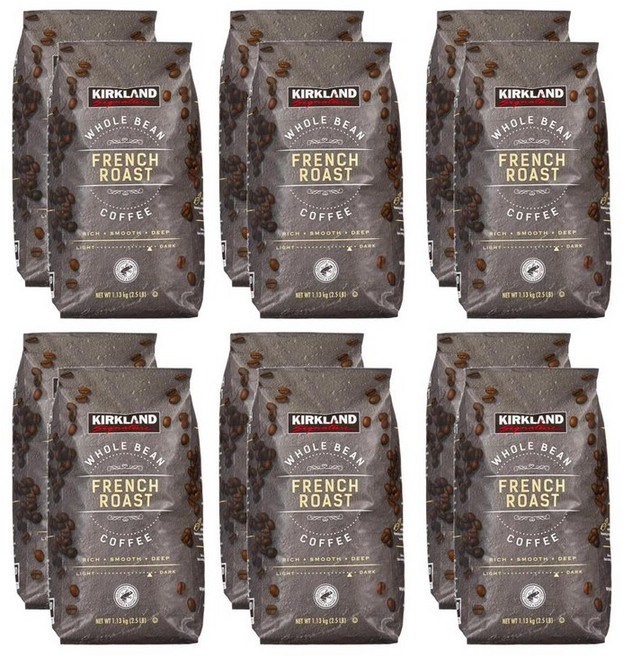 커클랜드 시그니처 프렌치 로스트 다크 홀빈 원두커피 1.13kg, 12개