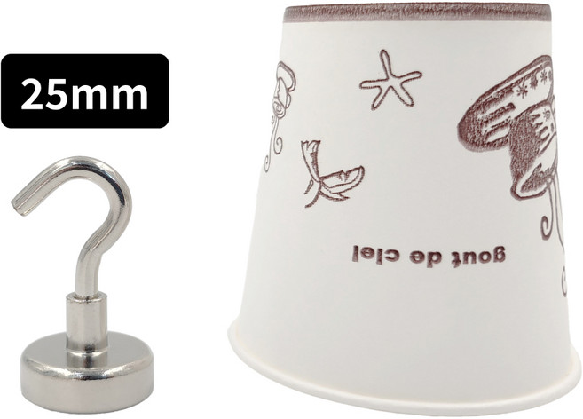 초강력 마그네틱 후크 자석걸이 네오디움 원형 자석 중형 25mm, 6개