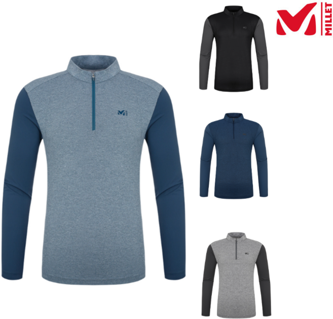 밀레 [여름] 남자 냉감은 물론 자외선 차단과 땀배출 까지 갖춰 시원하면서 쾌적하게 입기 좋은 등산 여름 기능성 긴팔 집업 티셔츠