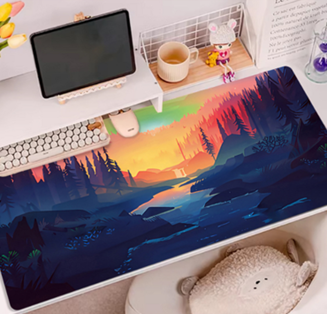 감성 일러스트 홈오피스 초대형 데스크 매트 장패드, 숲