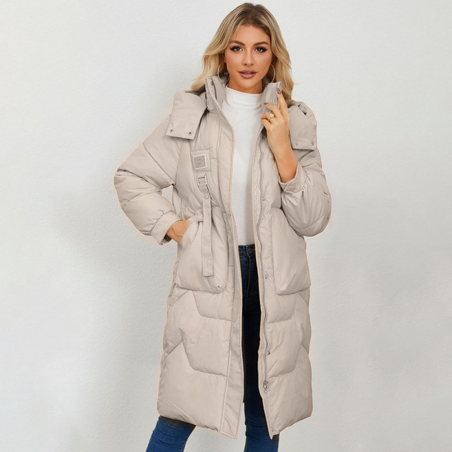 ZAJA여성용 두꺼운 면롱패딩 빅사이즈 웰론 코트 경량후드 롱패딩 점퍼 바람막이 보온패딩