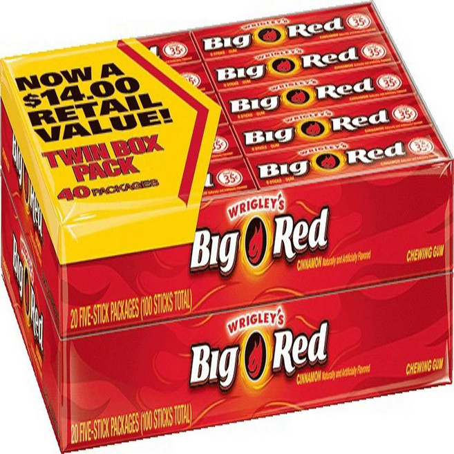 Wrigley's Big Red Chewing Gum 계피 맛 5개입 껌 X 40개 대용량 540g