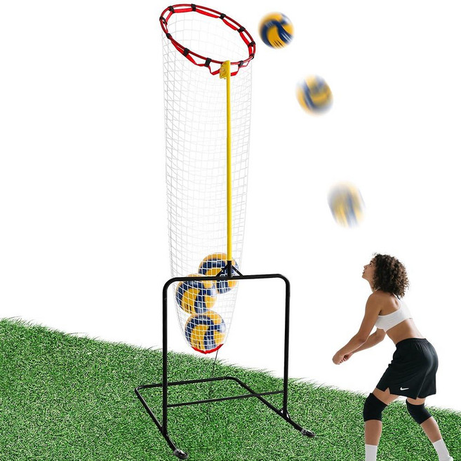 배구 세터 트레이너 네트 설정 훈련 장비 바퀴 포함 높이 조절 가능 (1.4m(5-10피트) 및 실내 실외 연습을 위한 각도 서빙 스파이크를 시스템, 배구 세터 트레이너 네트 설정 훈련 장비, 바퀴 포함,