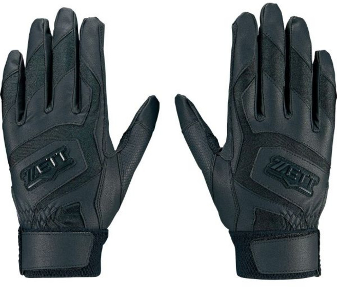 ZETT 제트 배팅 장갑 고등학교 야구 대응 화이트 글로브 세탁 가능 싱글 벨트 양손 성인용 양손용 BG578HS 글러브 야구부 용품 스와로 스포츠 194160, 블랙