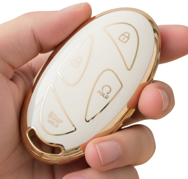 포스워백 팰리세이드 싼타페 그랜저 아반떼 더뉴투싼 아이오닉 디올 뉴코나 쏘나타 호환 스마트 차키 케이스, 5버튼, 화이트