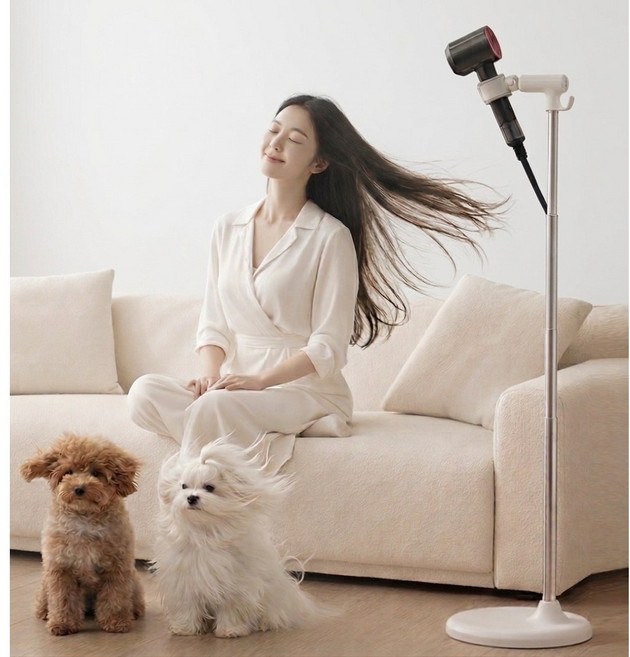 에스위두 각도 높이조절 핸즈프리 프리미엄 일체형 드라이기 거치대 스탠드, 화이트, 1개