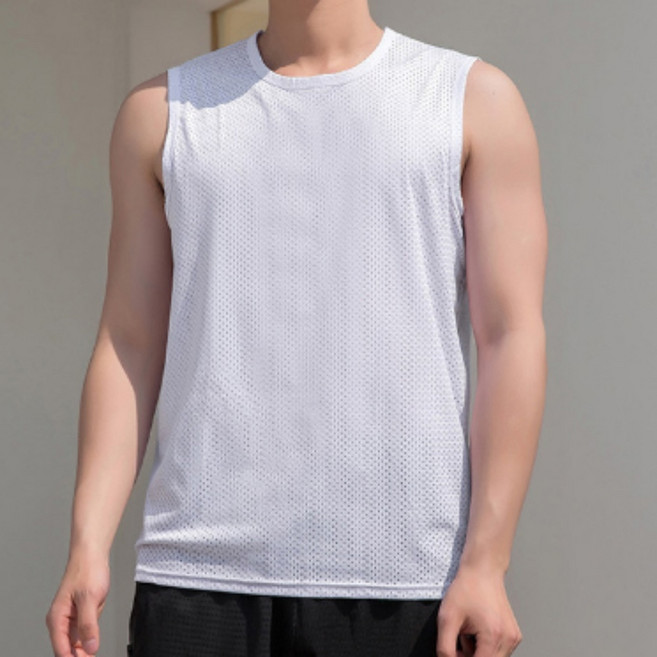 메쉬 나시 남성 민소매 런닝 헬스 작업복 쿨티 통풍 스포츠