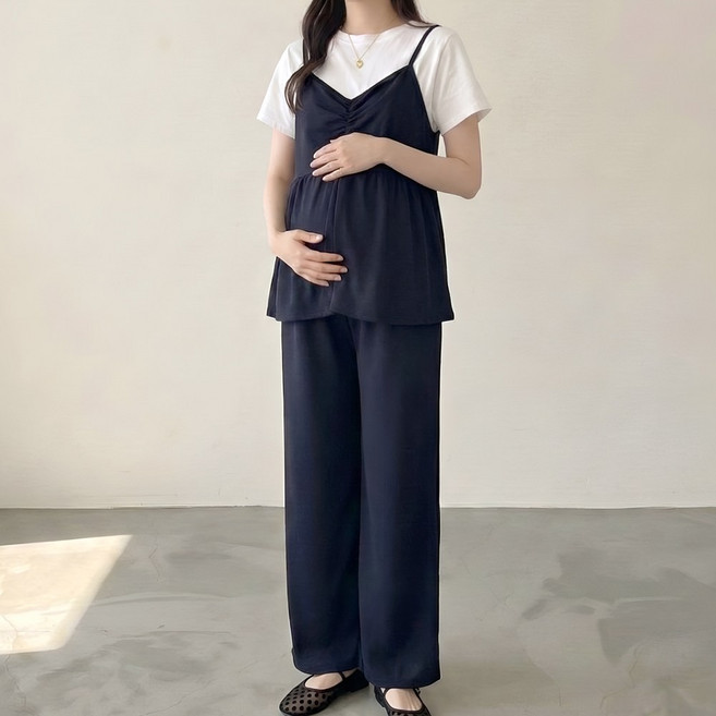 [당일출고] 수엠W 캐미솔 밴딩팬츠 세트 임산부 겸용 여름 상하세트 T06 뷔스티에세트