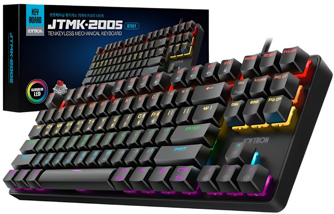 조이트론 프로페셔널 텐키리스 유선 기계식 키보드, 블랙, JTMK-200S, 적축