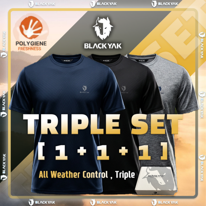 (빅사이즈+)블랙야크 1+1+1 기능성티셔츠 B트리플라운드(남녀공용) 반팔 등산 헬스 운동 스포츠 아웃도어