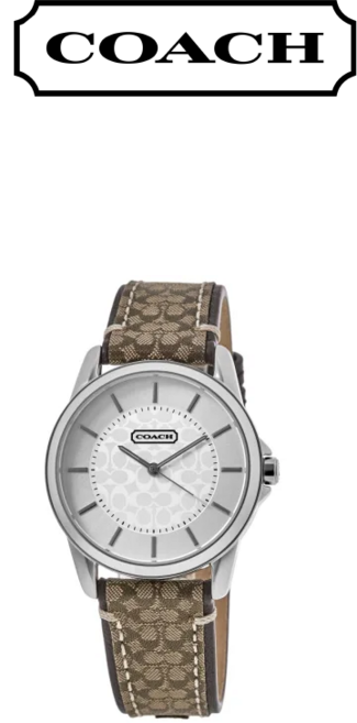 클래식 시그니처 실버 다이얼 패브릭 스트랩 여성용 시계