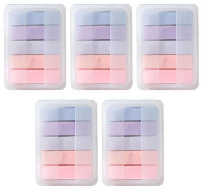 5컬러 라벨 스티커 인덱스 메모 접착메모지 팝업 디스펜서, 5개, 체리핑크퍼플