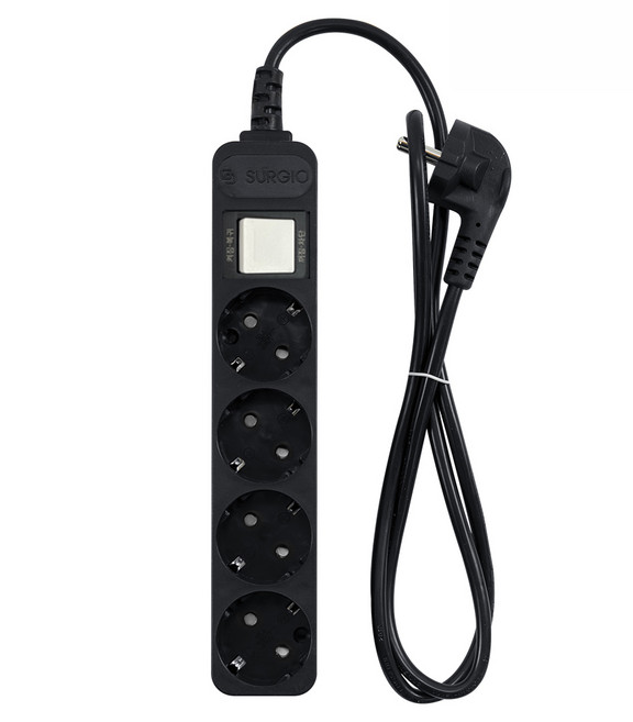 대현써지오 모노케어 멀티탭 4구 접지 블랙 1.5m 3m 5m 10m 10A 1800w 전기연장선 전선형, 20개