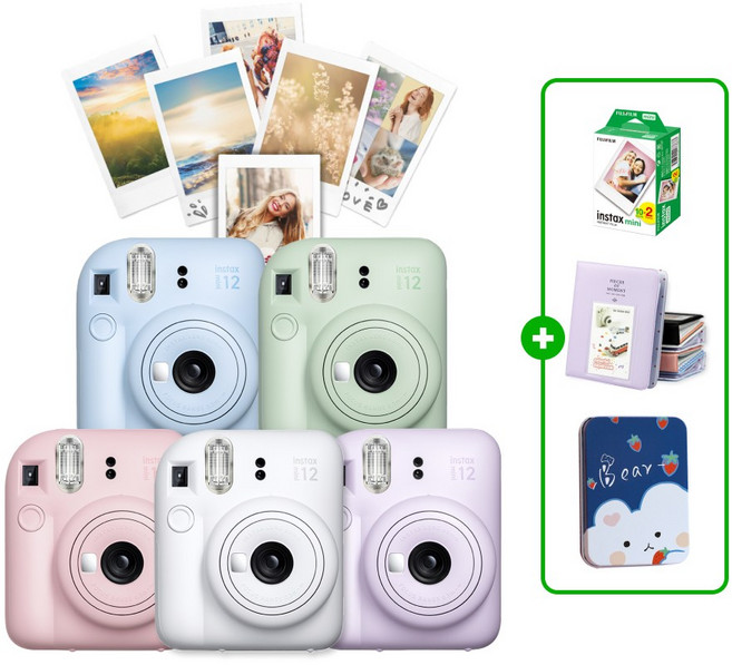 인스탁스 미니12 카메라+필름20장+선물SET, 클레이 화이트+선물SET+필름20매, 1개