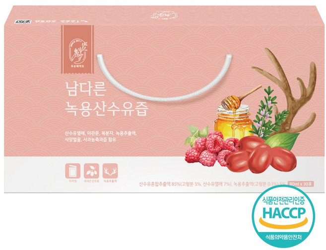 [2박스 선택시 1박스 더] 두손애약초 남다른 녹용 산수유즙 (시음용 5포 증정), 2.4L