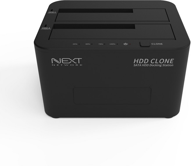 넥스트 USB C타입 도킹스테이션 SSD HDD 2베이 외장형 하드디스크 클론지원, 2베이 블랙, 1개