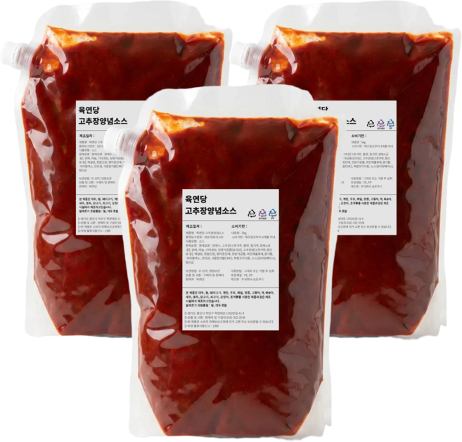육연당 고추장소스 5kg 업소용 제육양념 대용량 매콤 고기양념, 3개