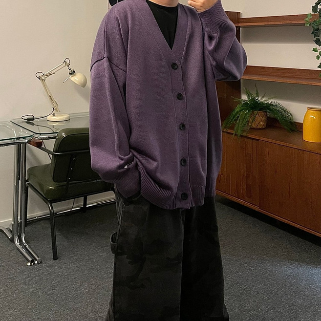 르위 빅사이즈 가디건 가오리핏 긴팔 니트 오버핏 간절기 아우터 남녀공용