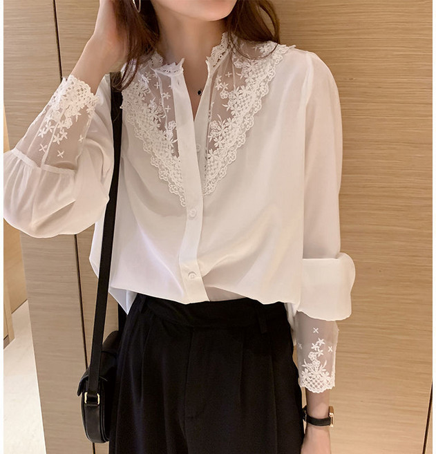 DUOMIHAN여성 블라우스 레이스 V넥 셔츠WZS60301