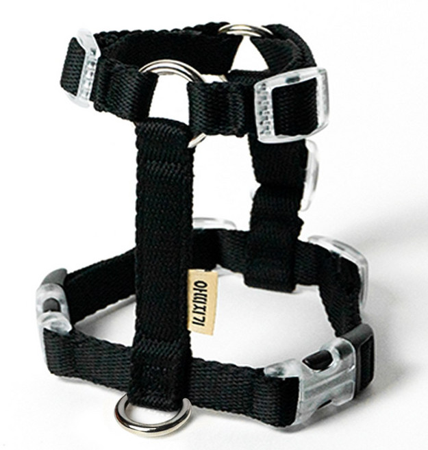 아띠지기 반려동물 H형 하네스 가슴줄, 블랙, 1개