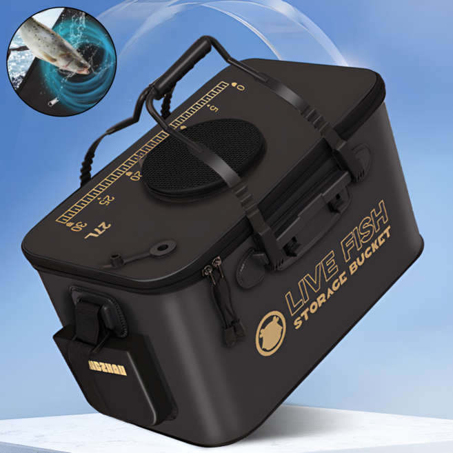 나띵베럴 접이식 밑밥통 살림망 해루질 낚시용품, 1개, 27L, 블랙