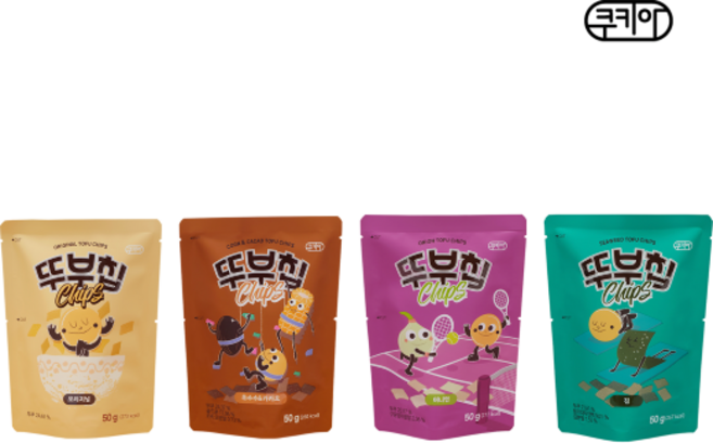 쿠키아 뚜부칩 과자 4종 세트, 20개, 50g