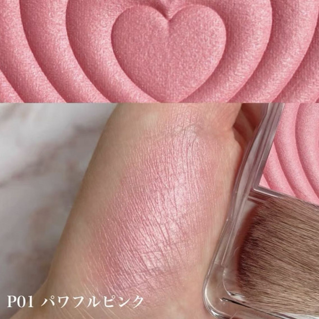 canmake 井田 2024 夏季限定 心跳愛心腮紅 自然光澤 附刷, 1個, P01#元氣粉色