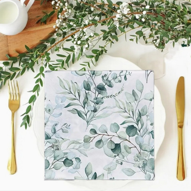 유칼립투스 가든 냅킨 20매 세트, 1개, 20개입, 그린
