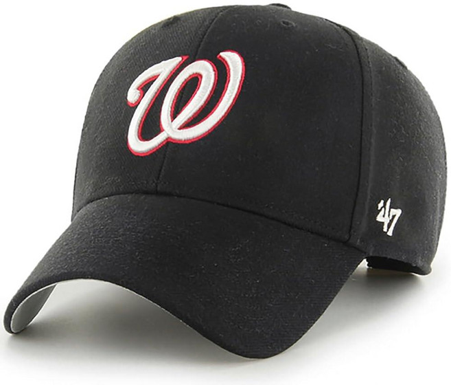 47 브랜드 MLB 블랙 팀 컬러 기본 로고 MVP 조절 가능한 구조 야구 모자 모자 성인용 프리 사이즈 Washington Nationals 단일 사이즈, 47 브랜드 MLB 블랙 팀 컬러 기본 로고 MVP 조