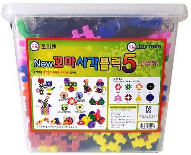 토이맨 뉴꼬마 사각블럭 5 고급형 404p, 혼합색상, 1개