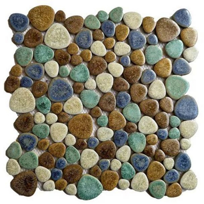 계단 타일 모서리 모자이크 화장실 욕조 세라믹 액세서리 연못, 30x30, 1개, 무광 그린 DIY-28