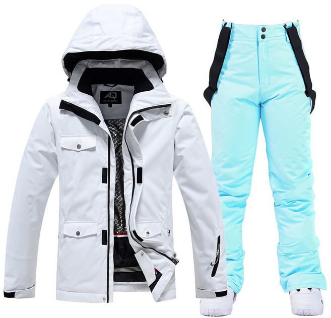 이지로지엑스 남여 스키복 겨울 아웃도어 스노우보드 스키복세트, 흰색-아이스블루, 1개