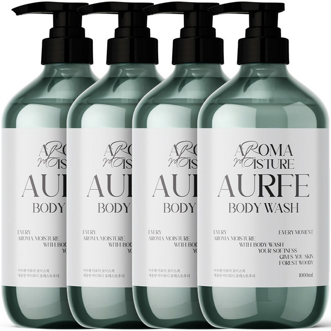 아우페 아로마 모이스처 대용량 퍼퓸 바디워시 포레스트우디향, 1L, 4개