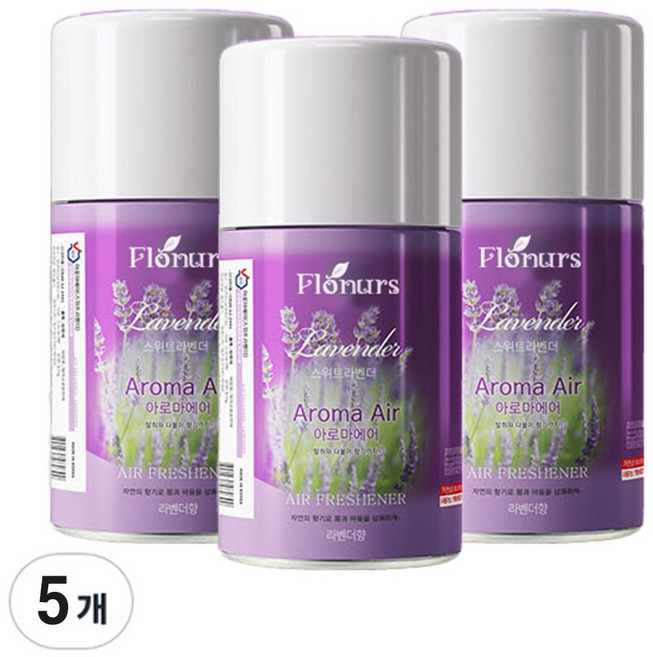 아로마에어 방향제 자동분사기 리필 캔 ( 스윗라벤더 향캔 ), 280ml, 5개