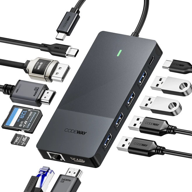 USB C타입 12in1 4K60Hz 노트북 멀티허브, 1개 - 쿠팡