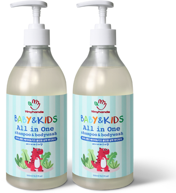 타이니핸즈 베이비키즈 올인원 샴푸바디워시 피부면역 다래추출 특허, 2개, 500ml