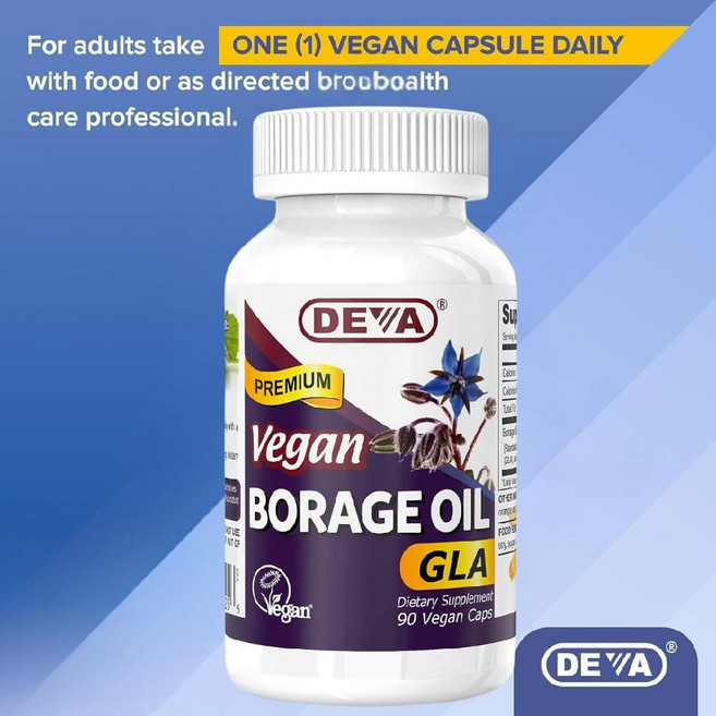 데바- Borage Oil 프리미엄 비건 보리지 오일 감마리놀렌산(GLA) 90캡슐, 1개