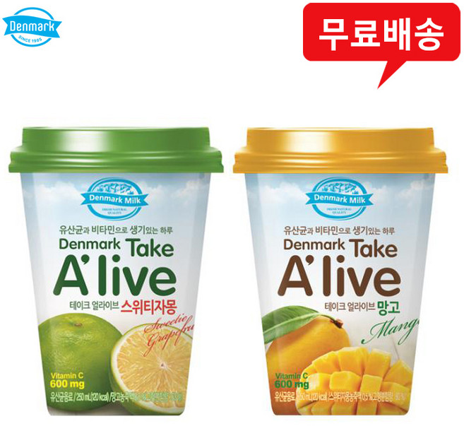 동원 덴마크 테이크 얼라이브250ml 망고6컵+스위티자몽6컵 유산균음료, 250ml, 1개